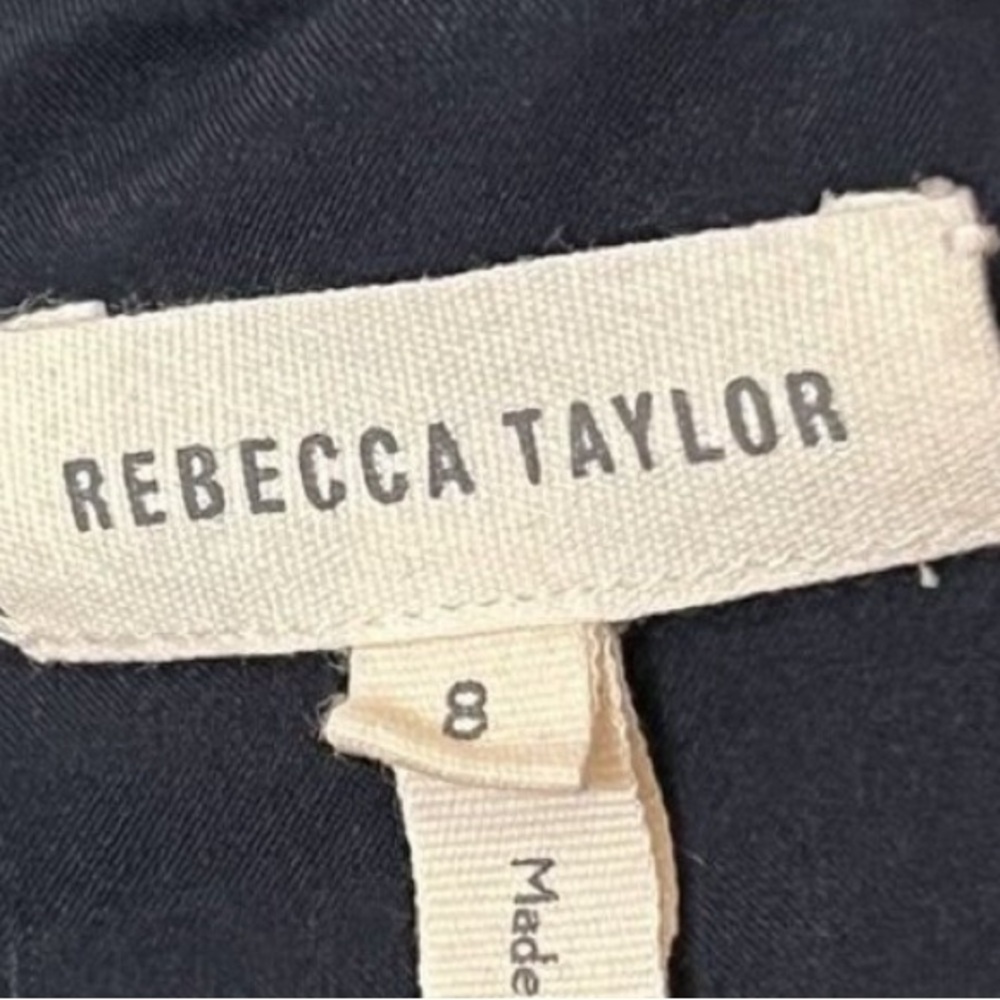 REBECCA TAYLOR STACY In Navy Blue Pique Textured
Knit Ruffle Hem Dress Size 8